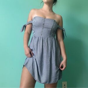 American Eagle Outfitters Blue Off-Shoulder Sundress